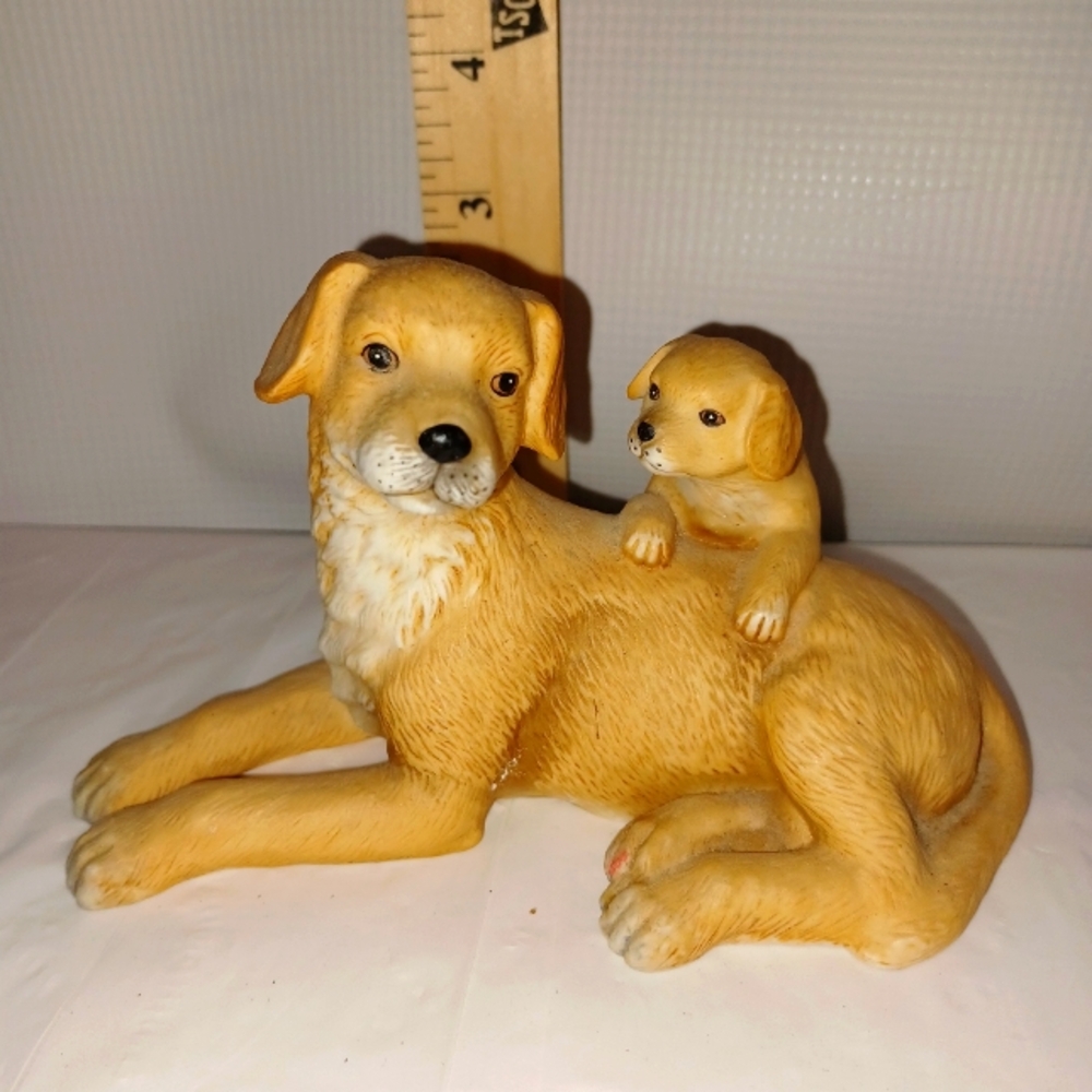 Golden Retreiver Mother & Puppy Dog Porcelain Figurine Homeco #1471 Collectible